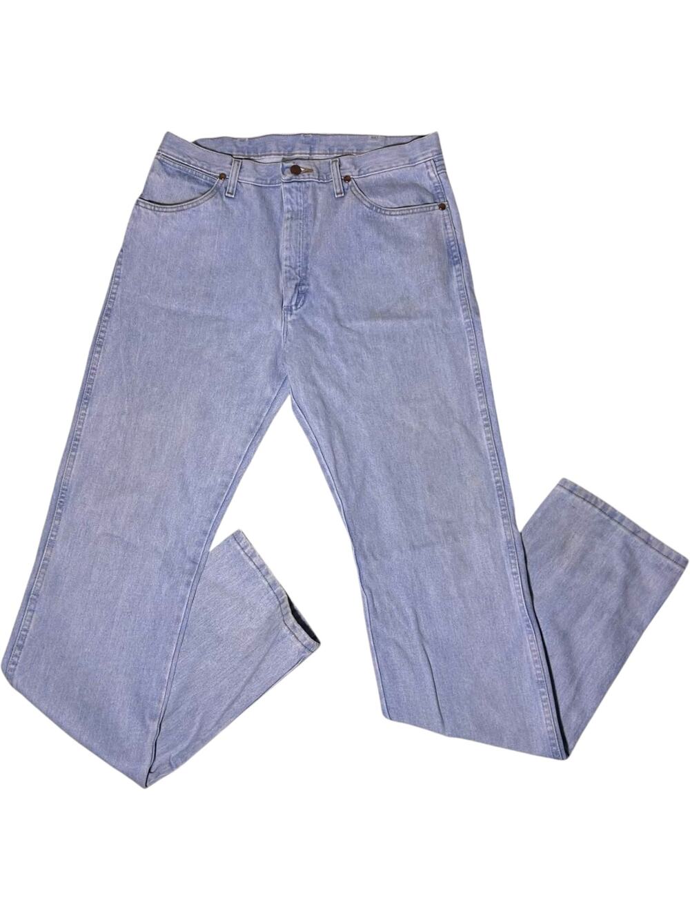 Wrangler Light Blue Cowboy Cut Original Fit Bleach Wash Men's 34x38 Rodeo Ranch